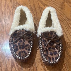 J.Crew faux fur moccasin slippers
